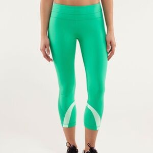Lululemon Run: Inspire Crop II | Very Green / Fresh Teal | Size 4